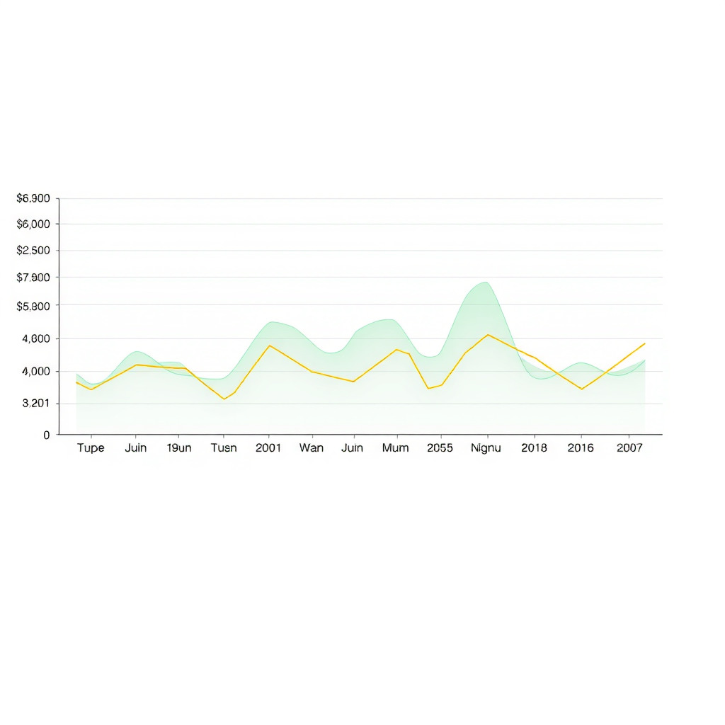 Line chart displaying transaction volume trends over multiple months with smooth curves showing growth patterns, green highlights for positive trends, and detailed axis labels showing transaction counts and time periods